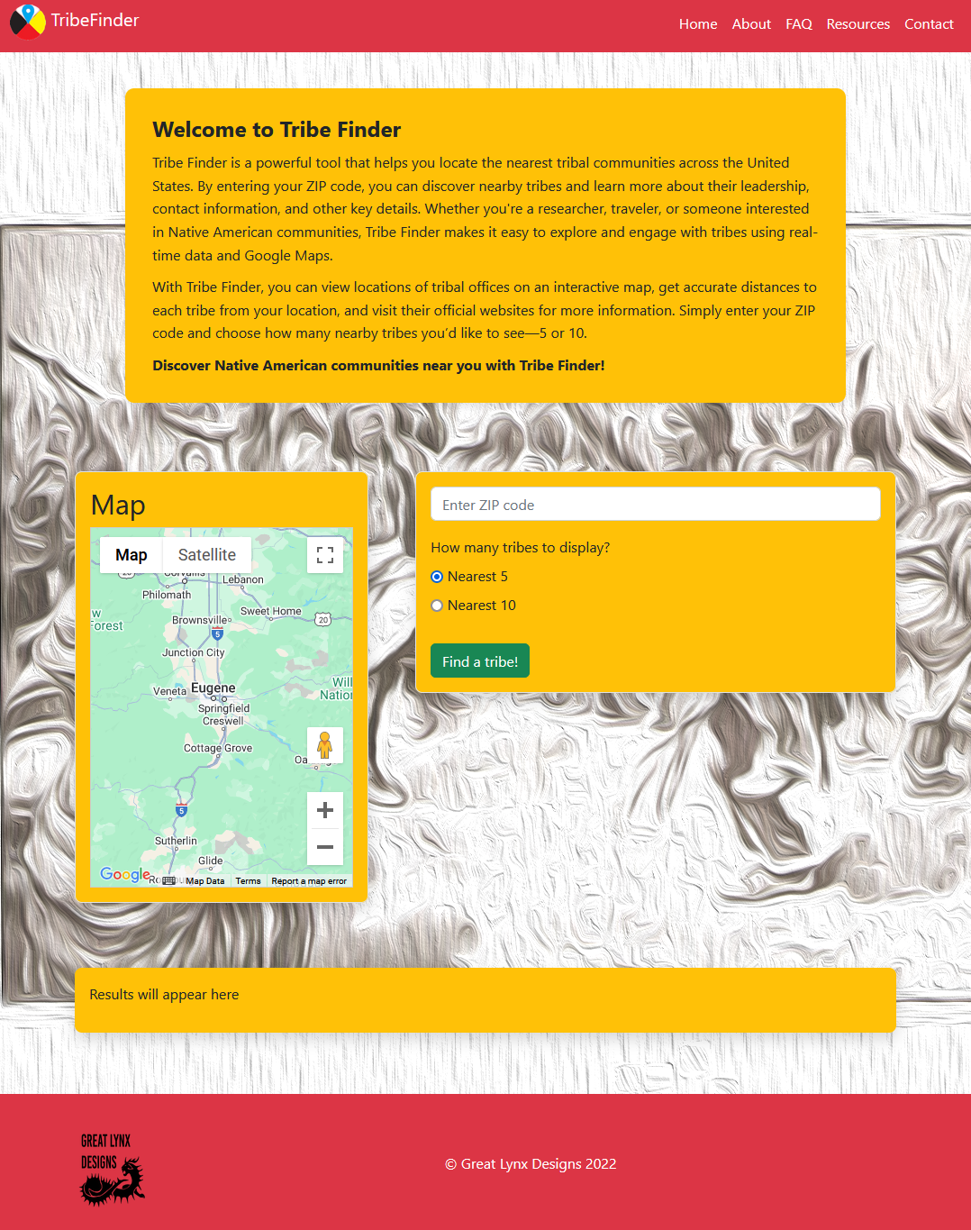 TribeFinder Vanilla JS Screenshot