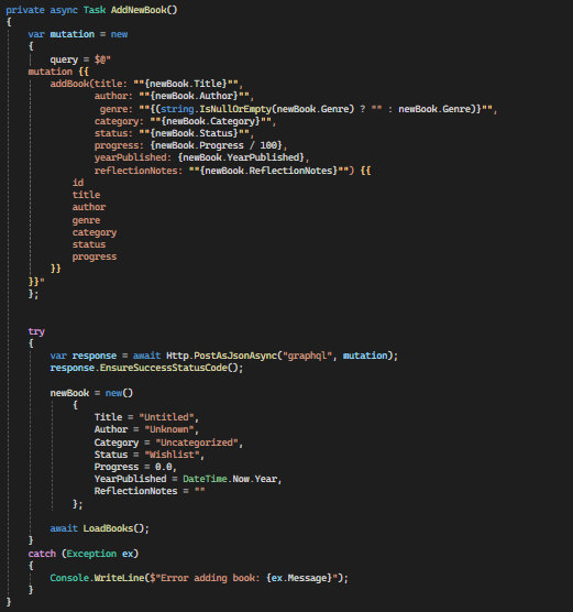 AddNewBook() method
