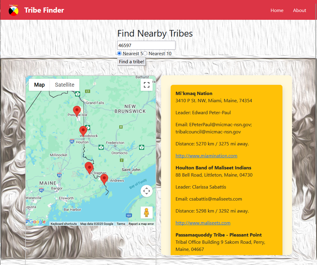 React TribeFinder Map Screenshot