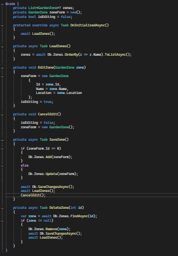 Zones.razor Code Snippet