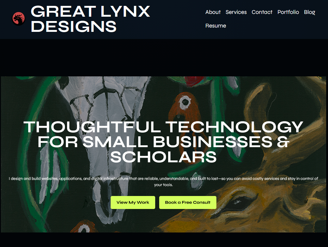 GreatLynx Designs portfolio platform preview
