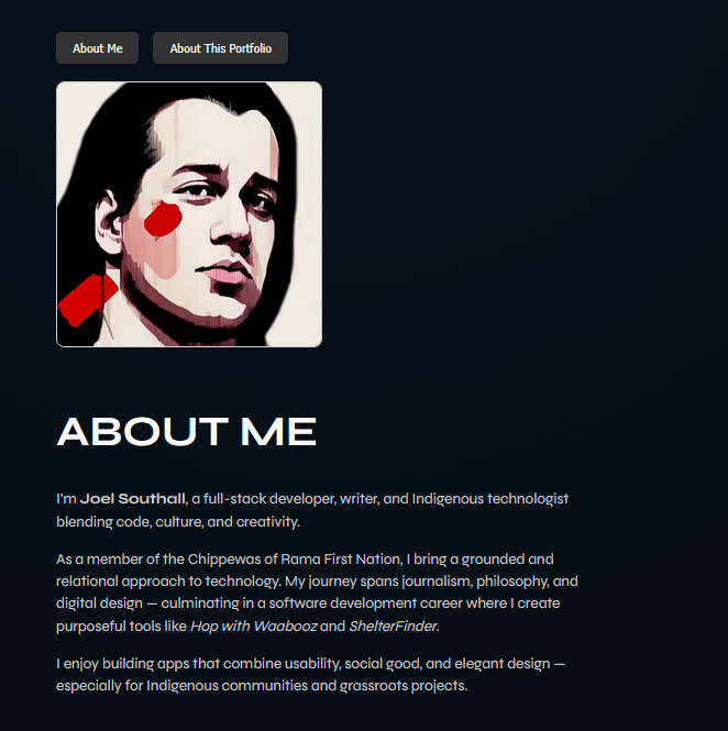 About This Portfolio section showing portfolio description