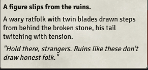 Foundry chat and scene screenshot showing Talan Rook revealed in the ruins.