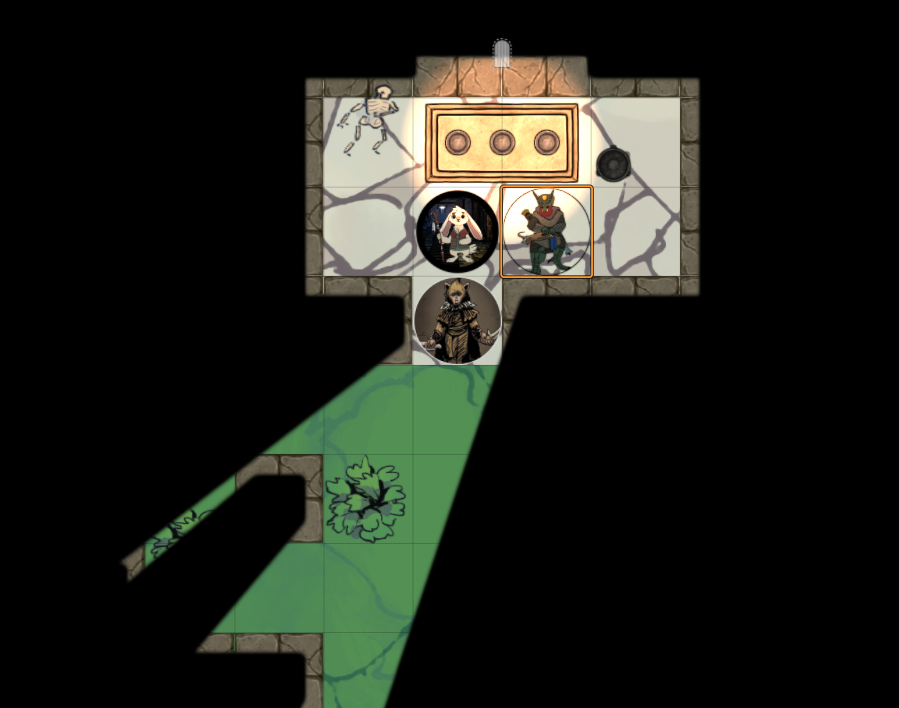 Foundry scene showing the small outer shrine room with the three-bowl traveler's altar.